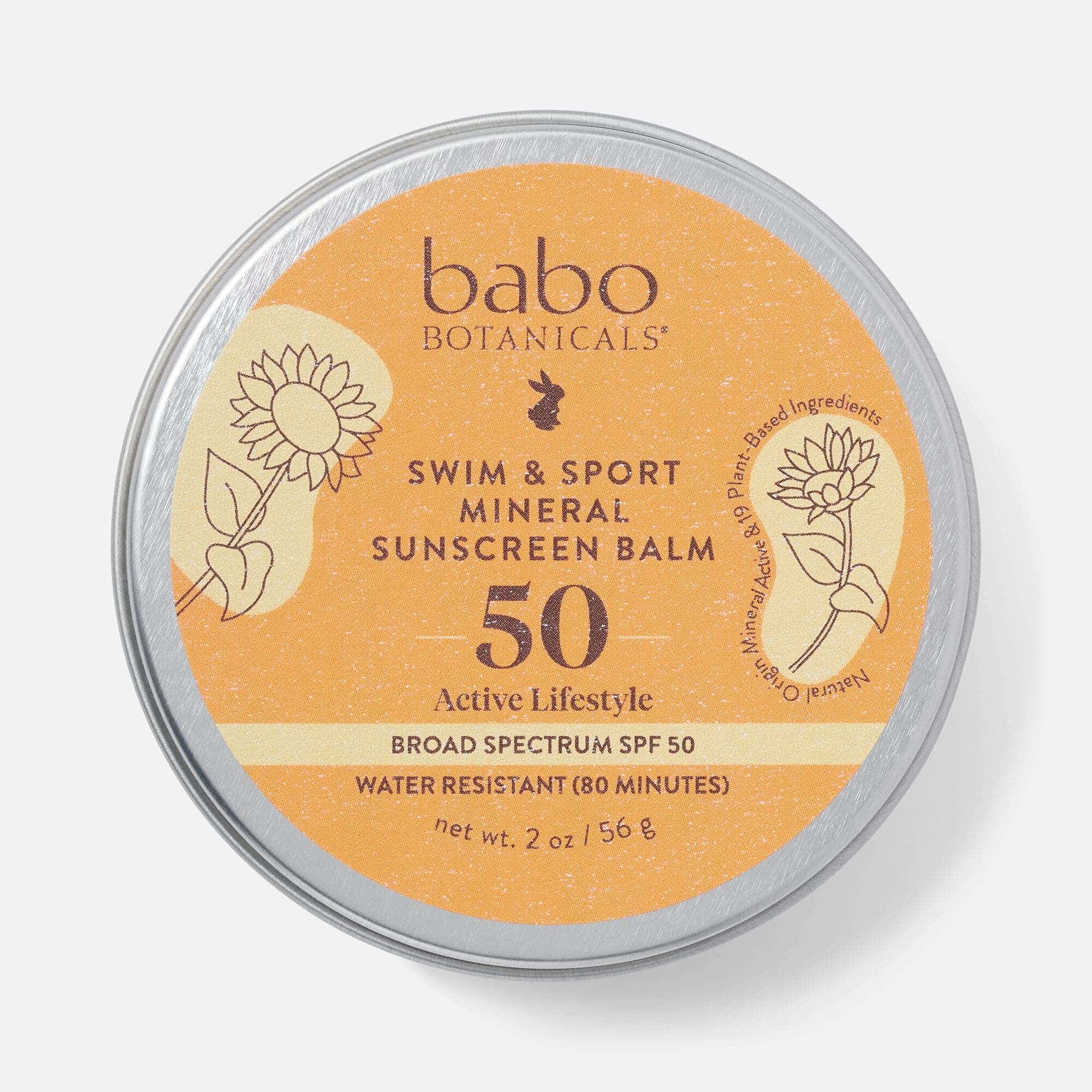 Babo Botanicals Swim & Sport Mineral Sunscreen Balm, SPF 50, 2 oz., , large