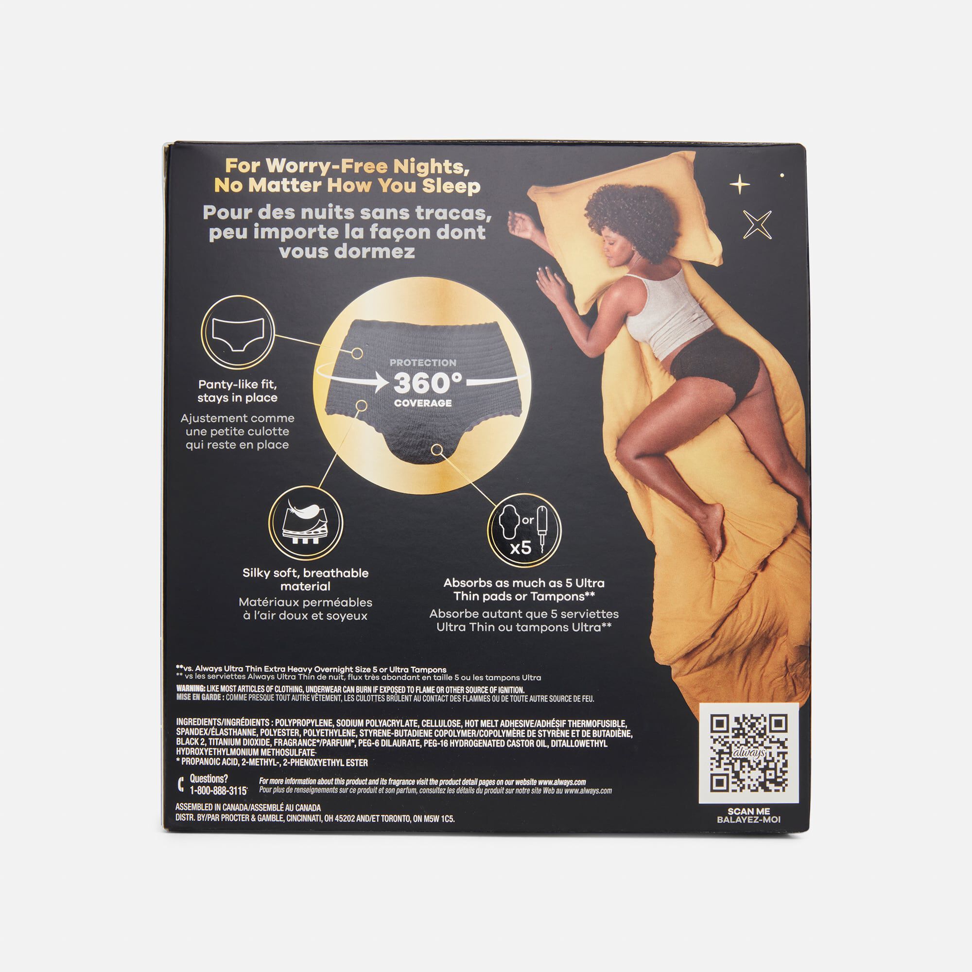 Always ZZZ Overnight Disposable Period Underwear, Small/Medium, 7 ct., , large