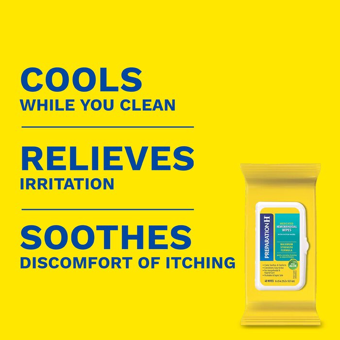 Preparation H Maximum Strength Hemorrhoid Flushable Wipes with Witch Hazel, 48 ct., , large