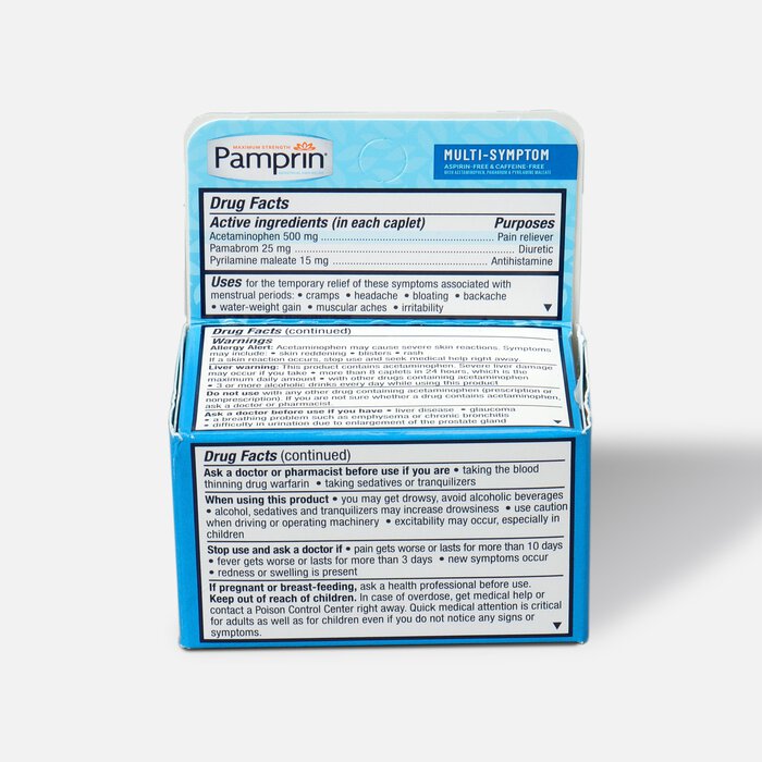 Pamprin Maximum Strength Multi-Symptom Menstrual Pain Relief, 20 ct., , large