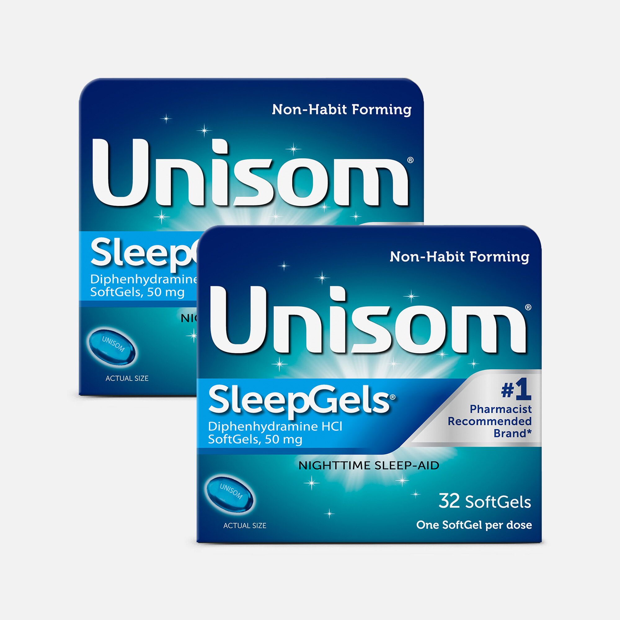 Unisom SleepGels, Maximum Strength Nighttime Sleep Aid, Softgels, 32 ct. (2-Pack), , large