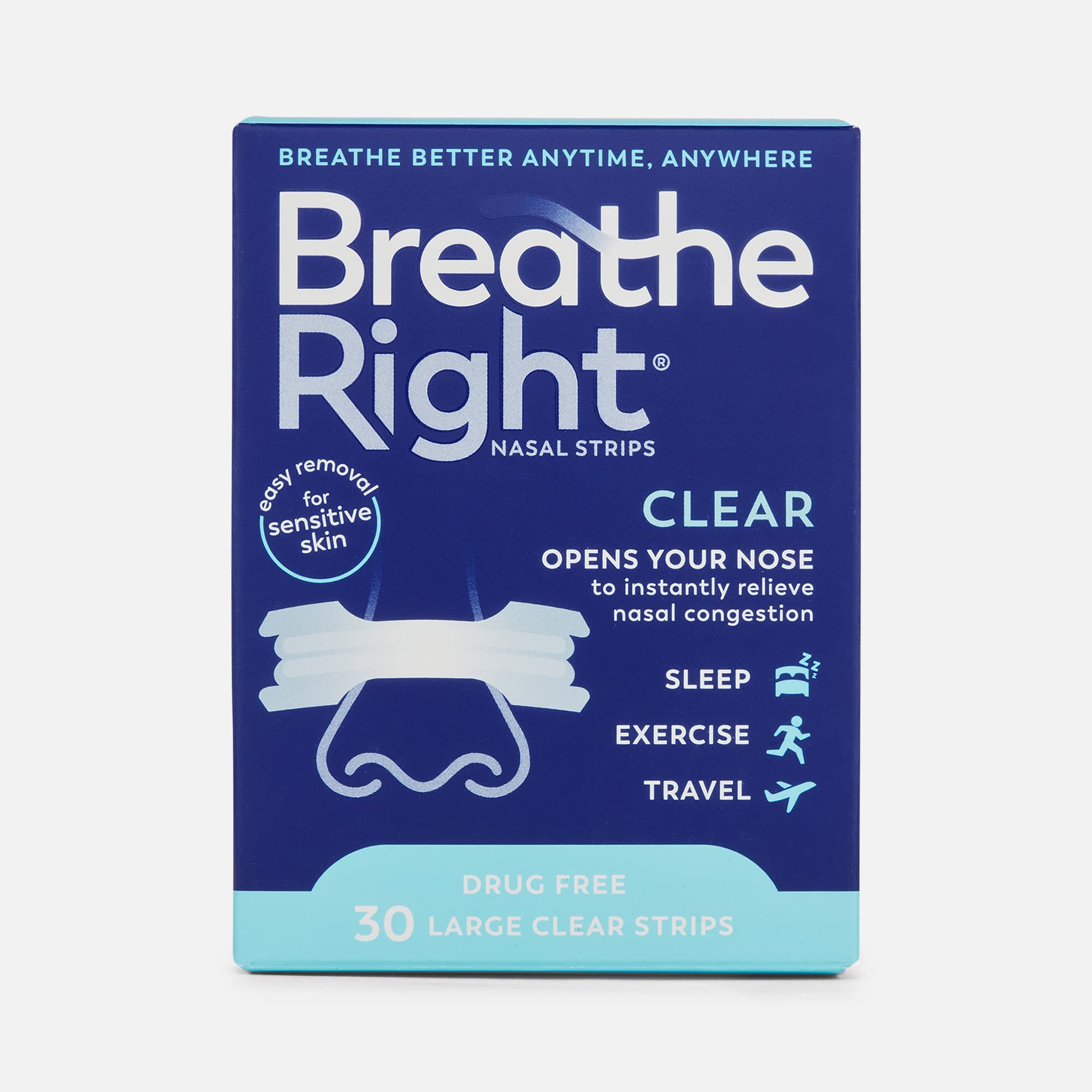 Breathe Right Strips, 30 ct., Clear, large