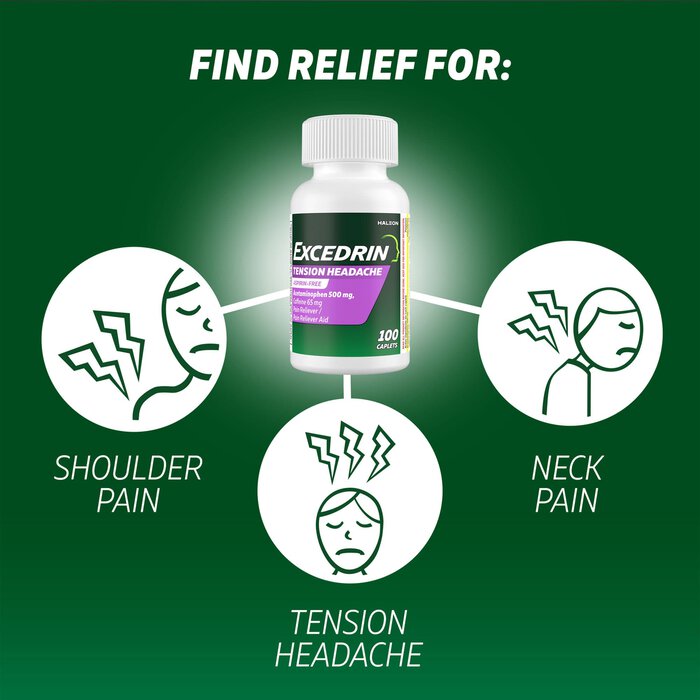 Excedrin Tension Headache Caplets, Aspirin-Free, 100 ct., , large