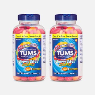 TUMS Chewy Bites Ultra Strength Antacid Chewable Tablets, Mixed Fruit, 200 ct. (2-Pack)