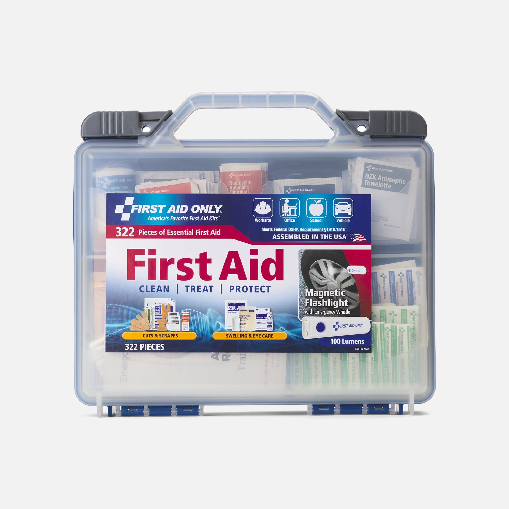 First Aid Only Clear Cover Intermed First Aid Kit with Light, 322 pc., , large