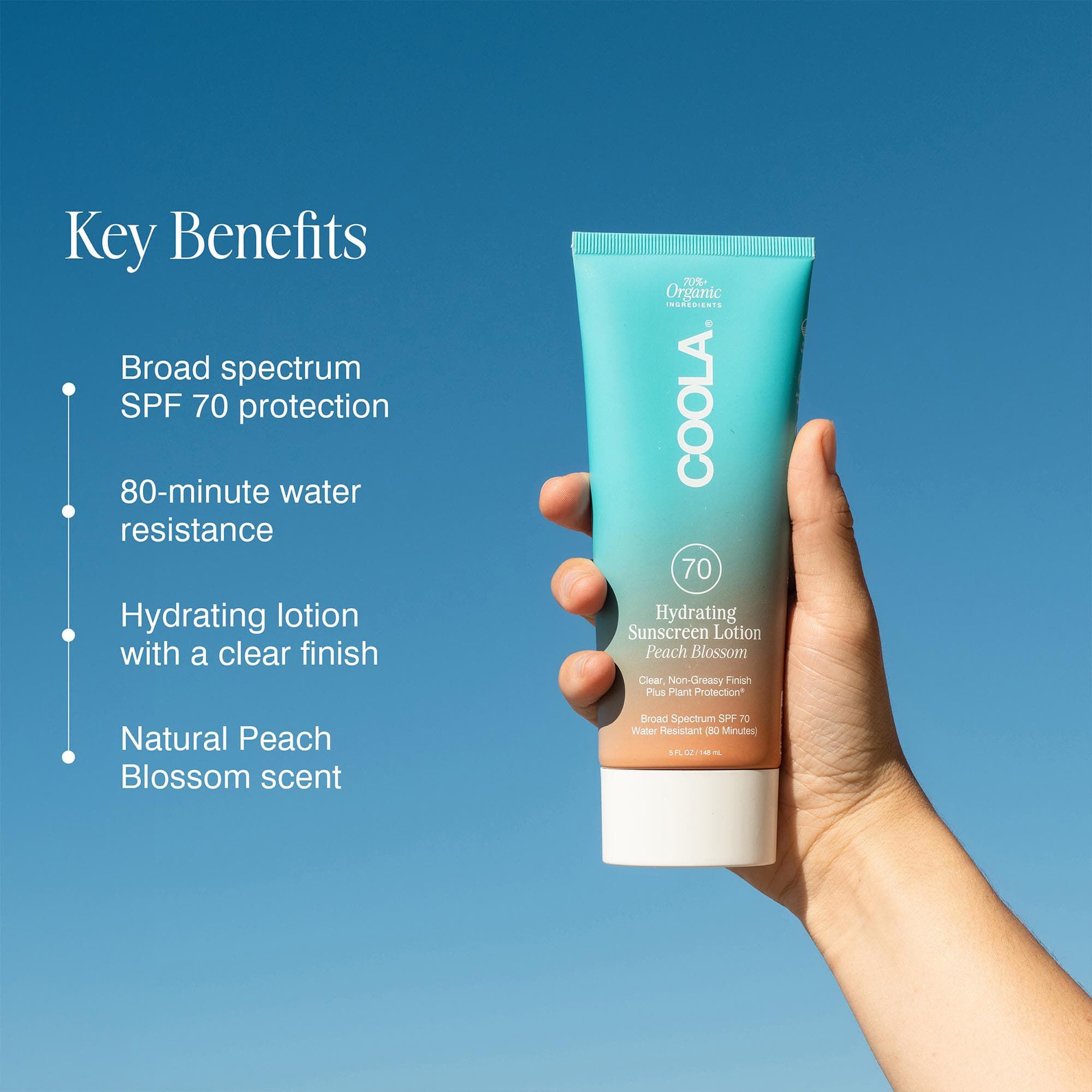 COOLA Classic Body Organic Sunscreen Lotion SPF 70 Peach Blossom, 5 oz., , large