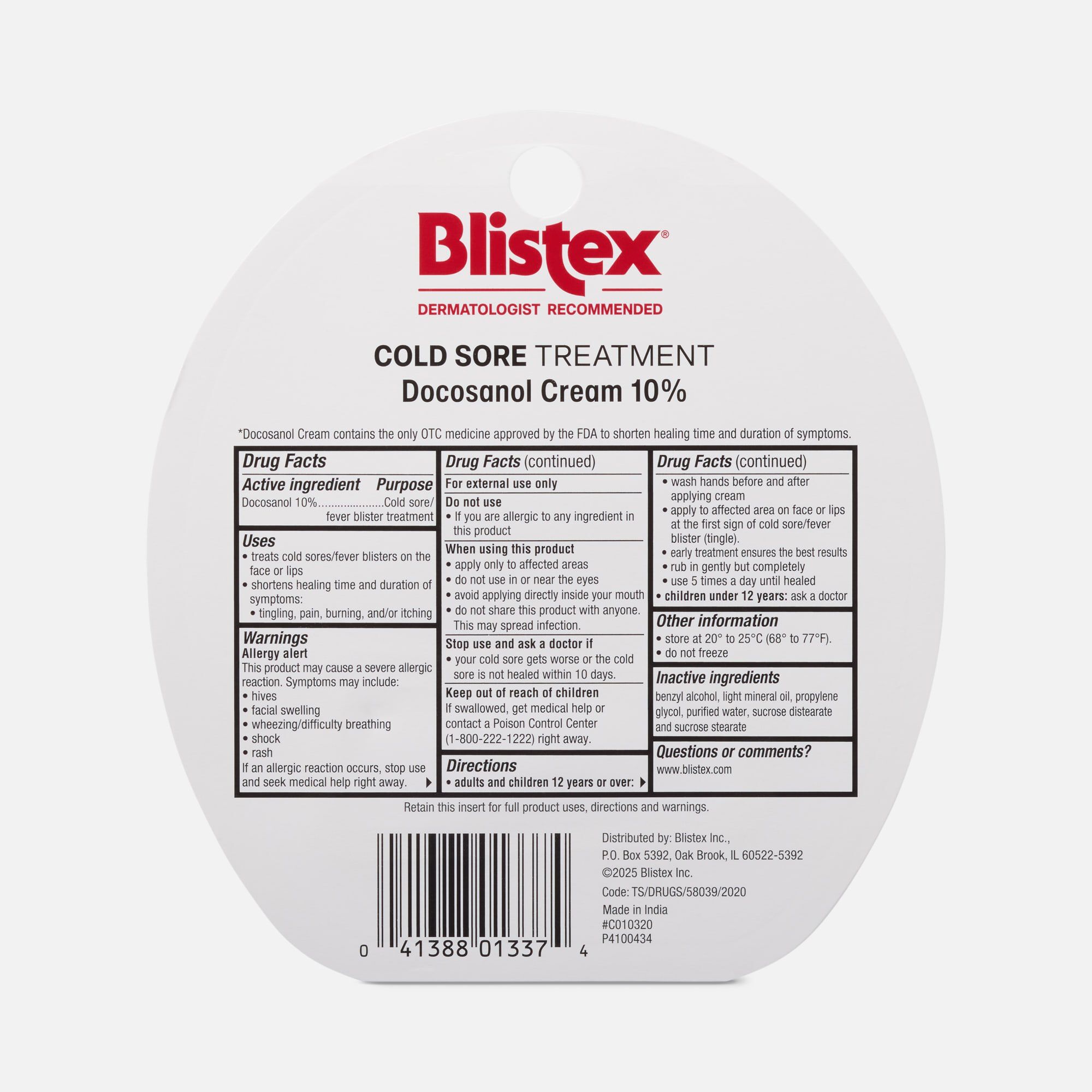 Blistex Cold Sore Treatment, 0.07 oz., , large