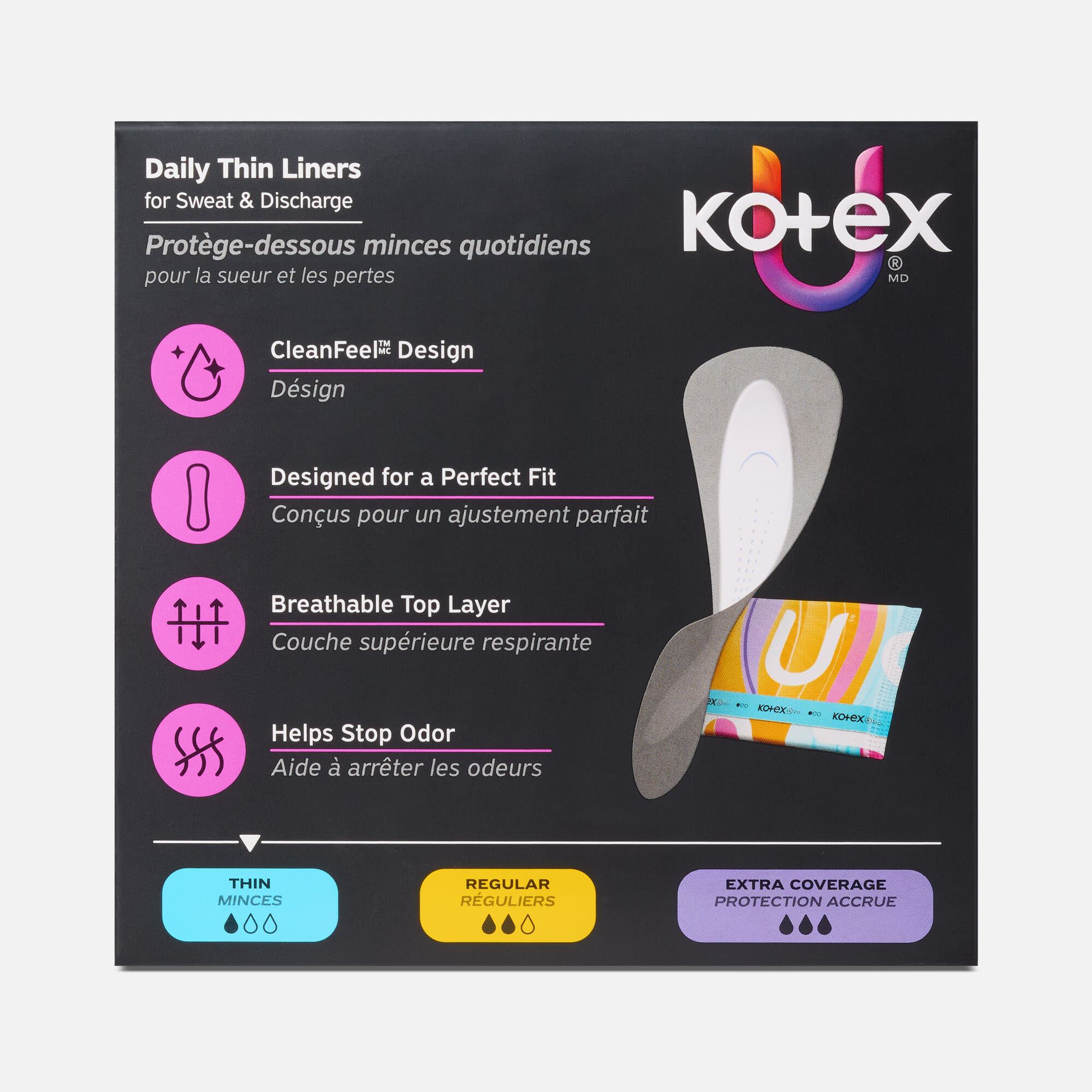 Kotex® Daily Wrapped Liners, Light Absorbency, Thin, 120 ct., , large