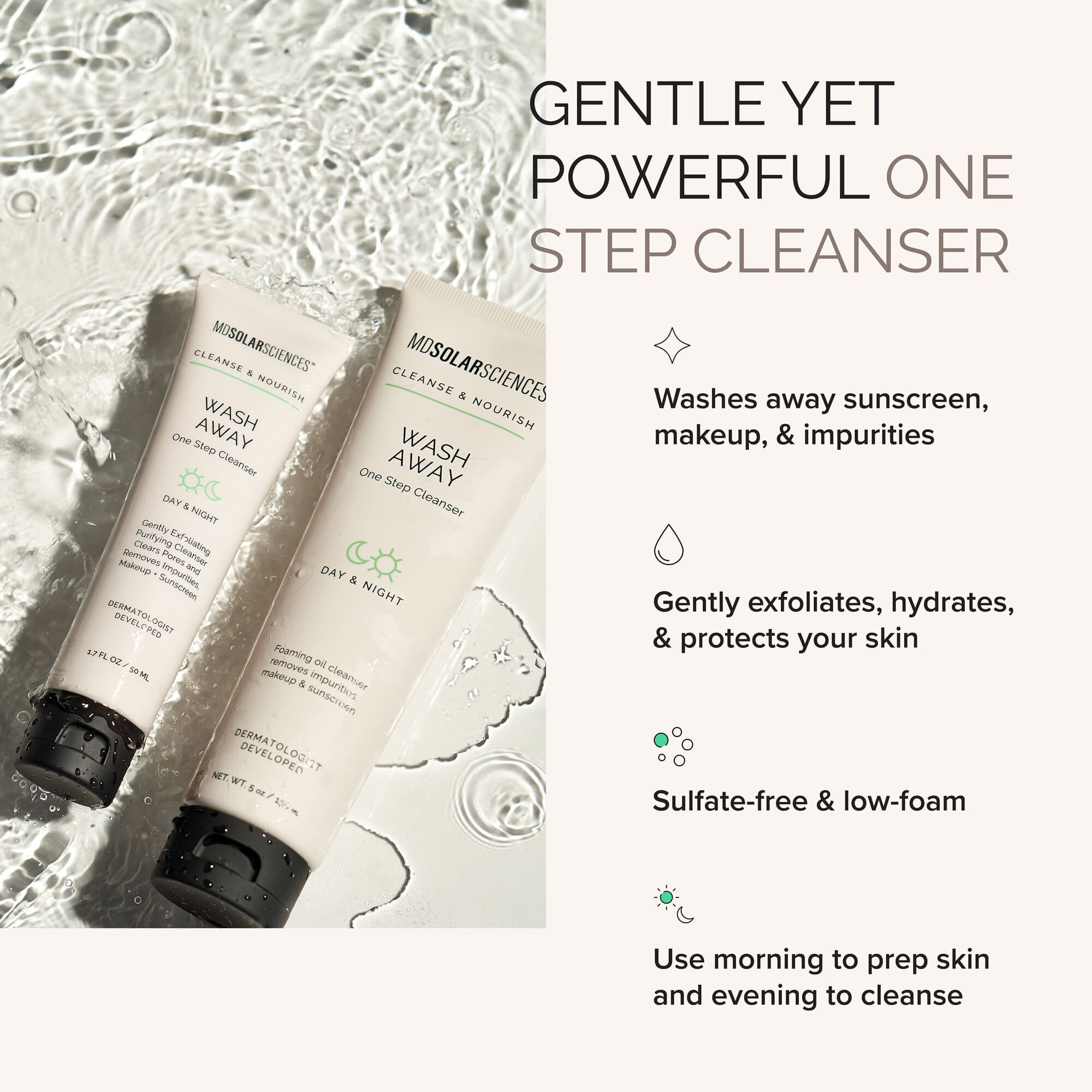 MDSolarSciences™ Sensitive Skin Bundle, Wash Away Cleanser and Mineral Crème SPF 50, , large