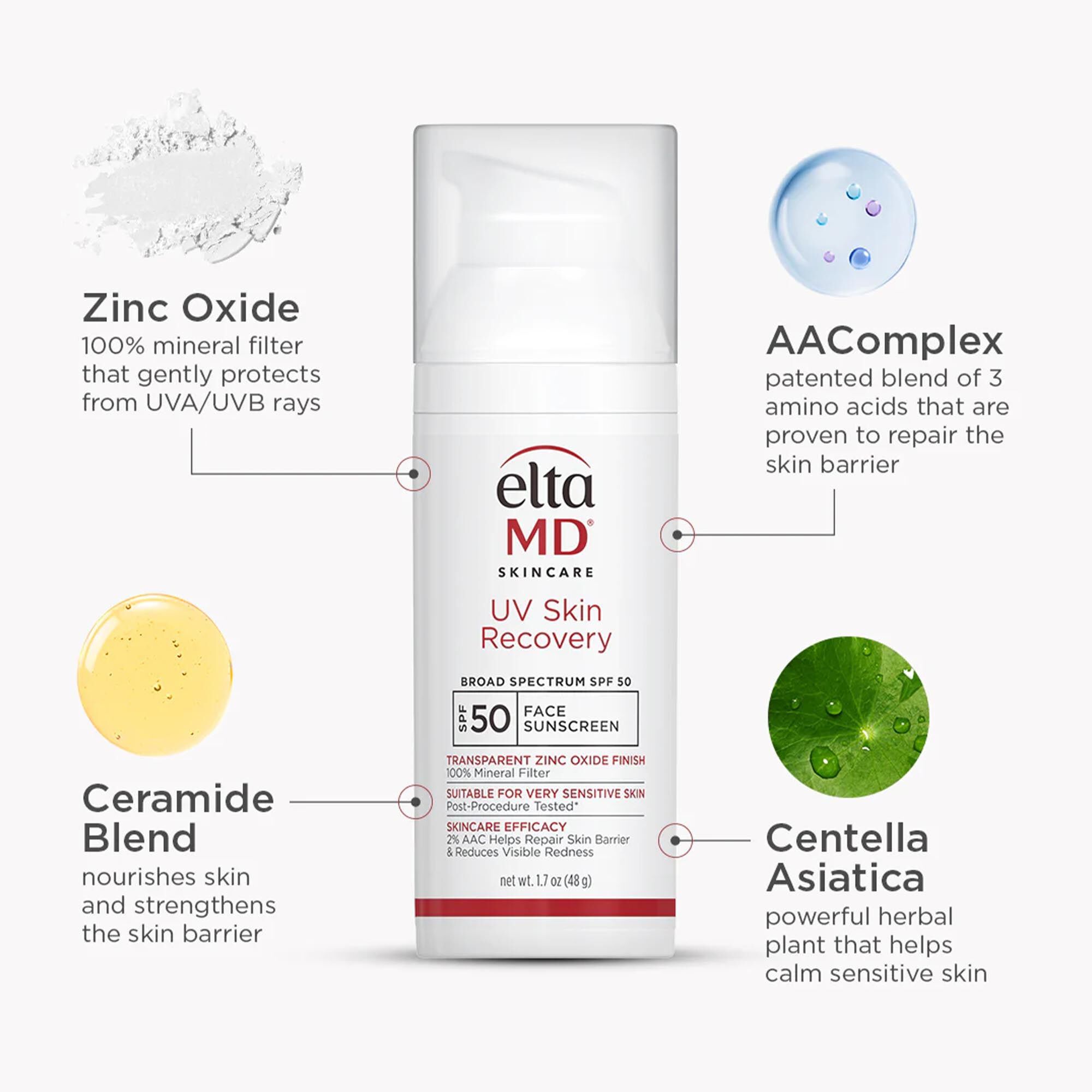 EltaMD UV Skin Recovery Broad Spectrum SPF 50 Face Sunscreen, , large
