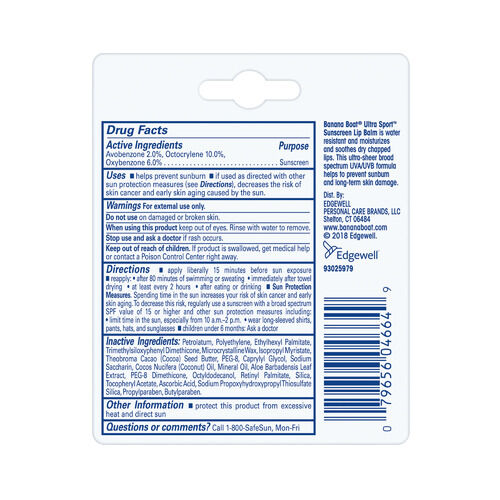 Banana Boat Ultra Sport Sunscreen Lip Balm SPF 50, .15 oz., , large