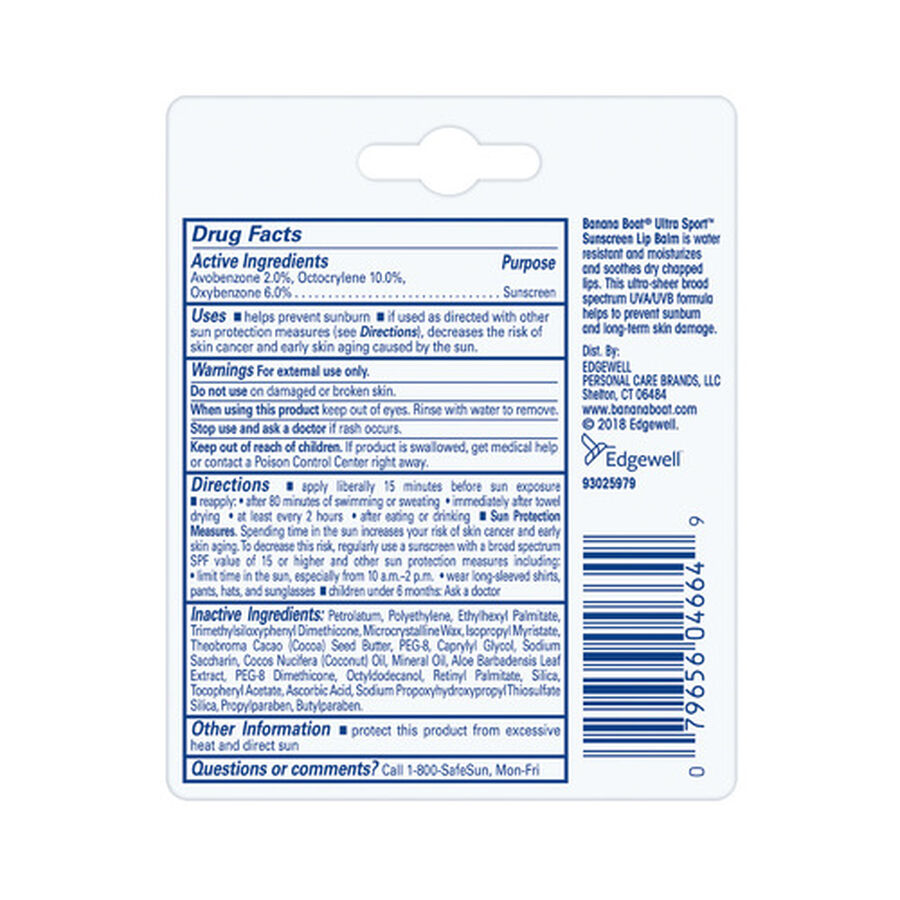 Banana Boat Ultra Sport Sunscreen Lip Balm SPF 50, .15 oz., , large image number 1