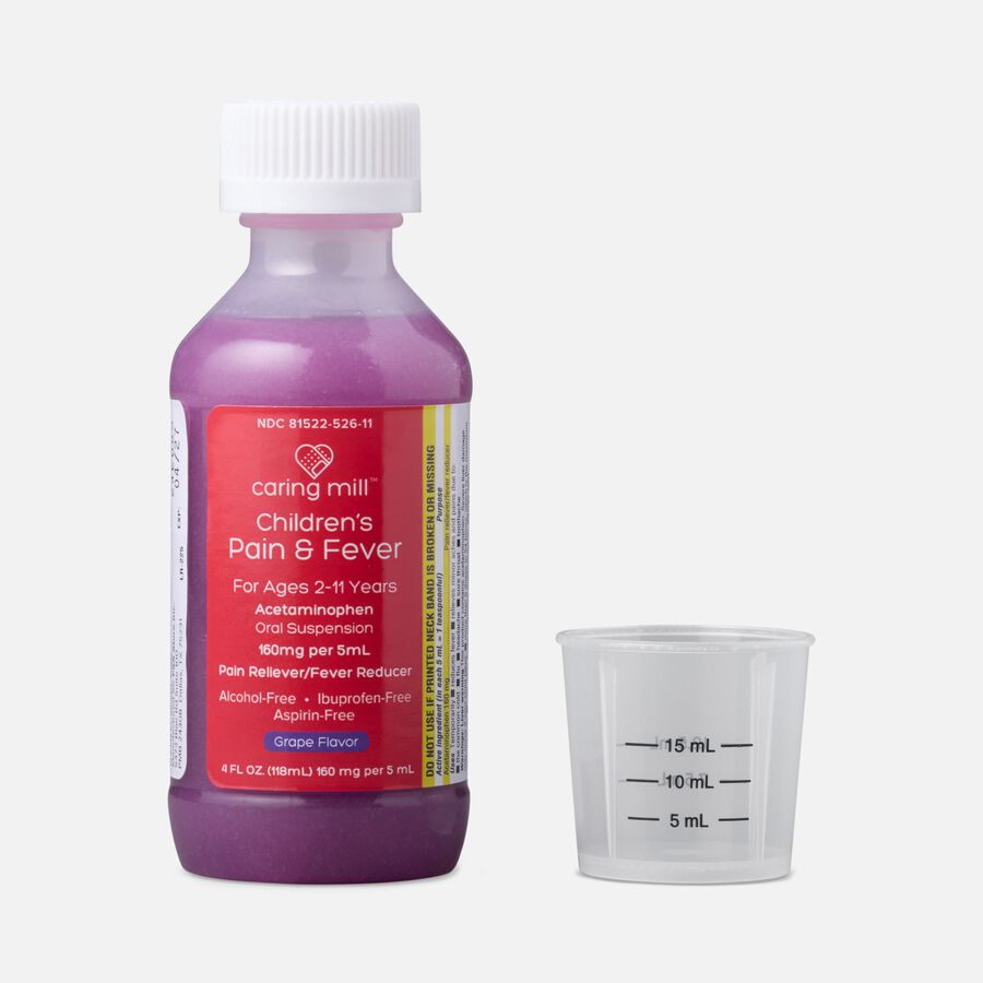 Caring Mill&trade; Children's Acetaminophen Fever Reducer & Pain Reliever Liquid, Ages 2-11, Grape, 4 fl oz., , large image number 2