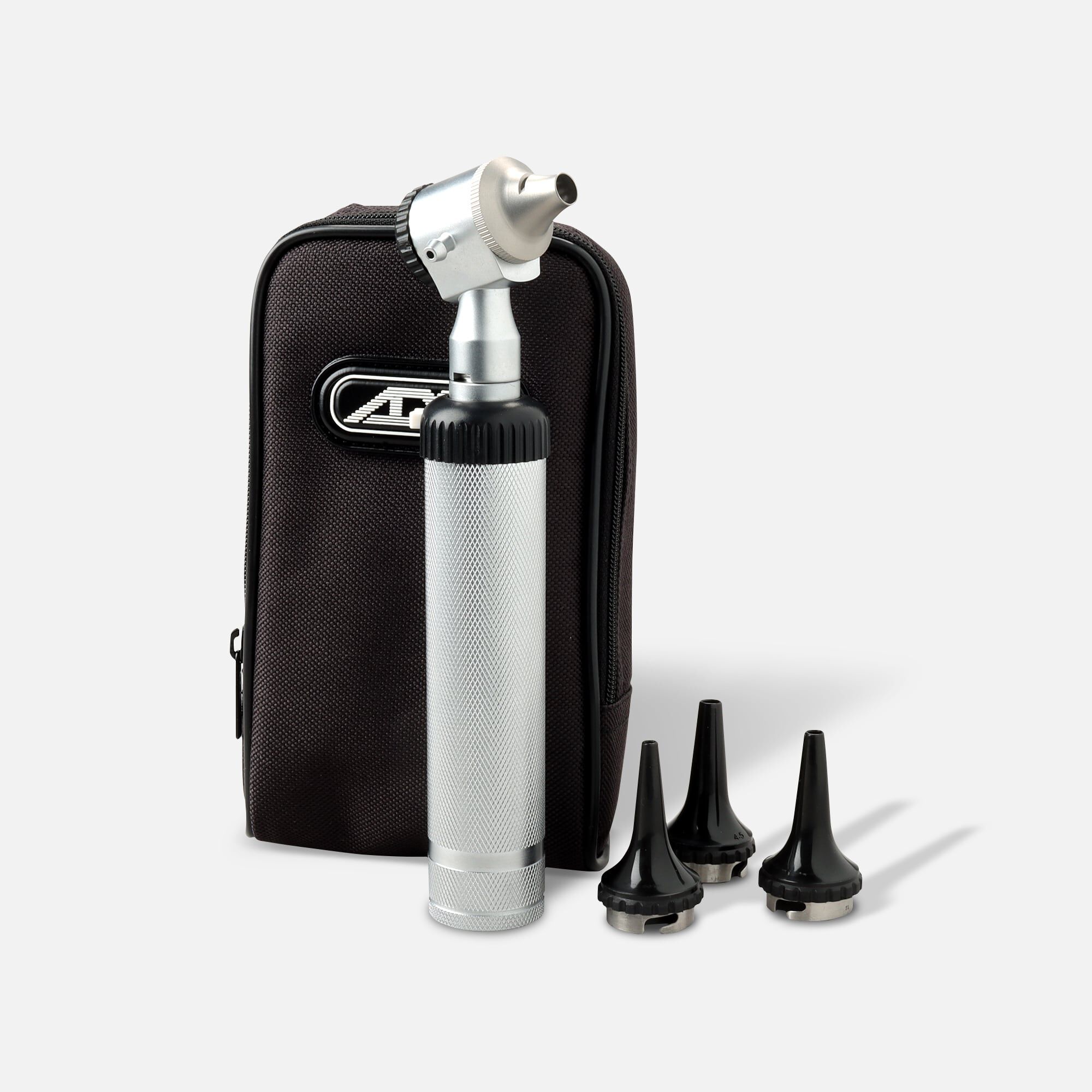 Diagnostic Economy Standard Otoscope, 2.5V German Lamp, 3X Lens, Bayonet Locking Head, Satin Finish Knurled Handle, , large