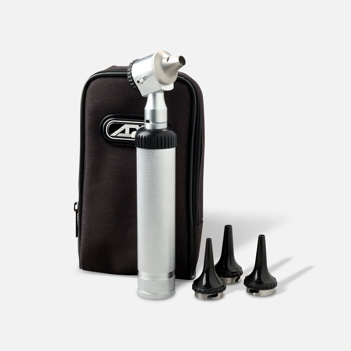 Diagnostic Economy Standard Otoscope, 2.5V German Lamp, 3X Lens, Bayonet Locking Head, Satin Finish Knurled Handle, , large