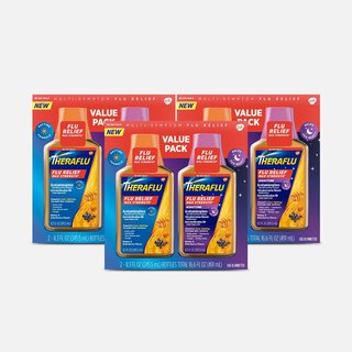 Theraflu Multi-Symptom Flu Relief Max Strength Day & Night Liquid, Honey Elderberry, 16.6 fl oz. (3-Pack)