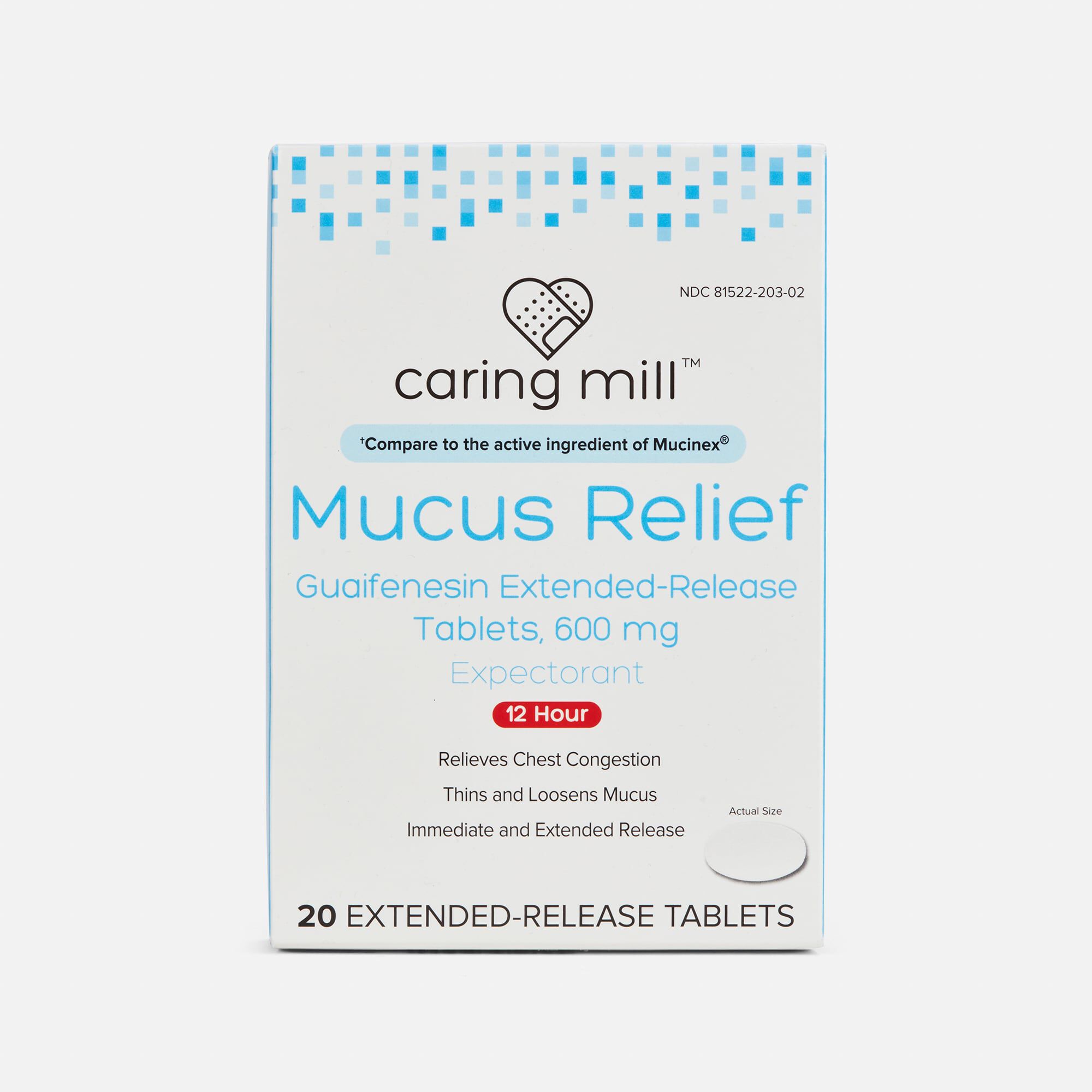 Caring Mill™ Mucus Relief Guaifenesin Extended-Release Tablets, 600mg, , large