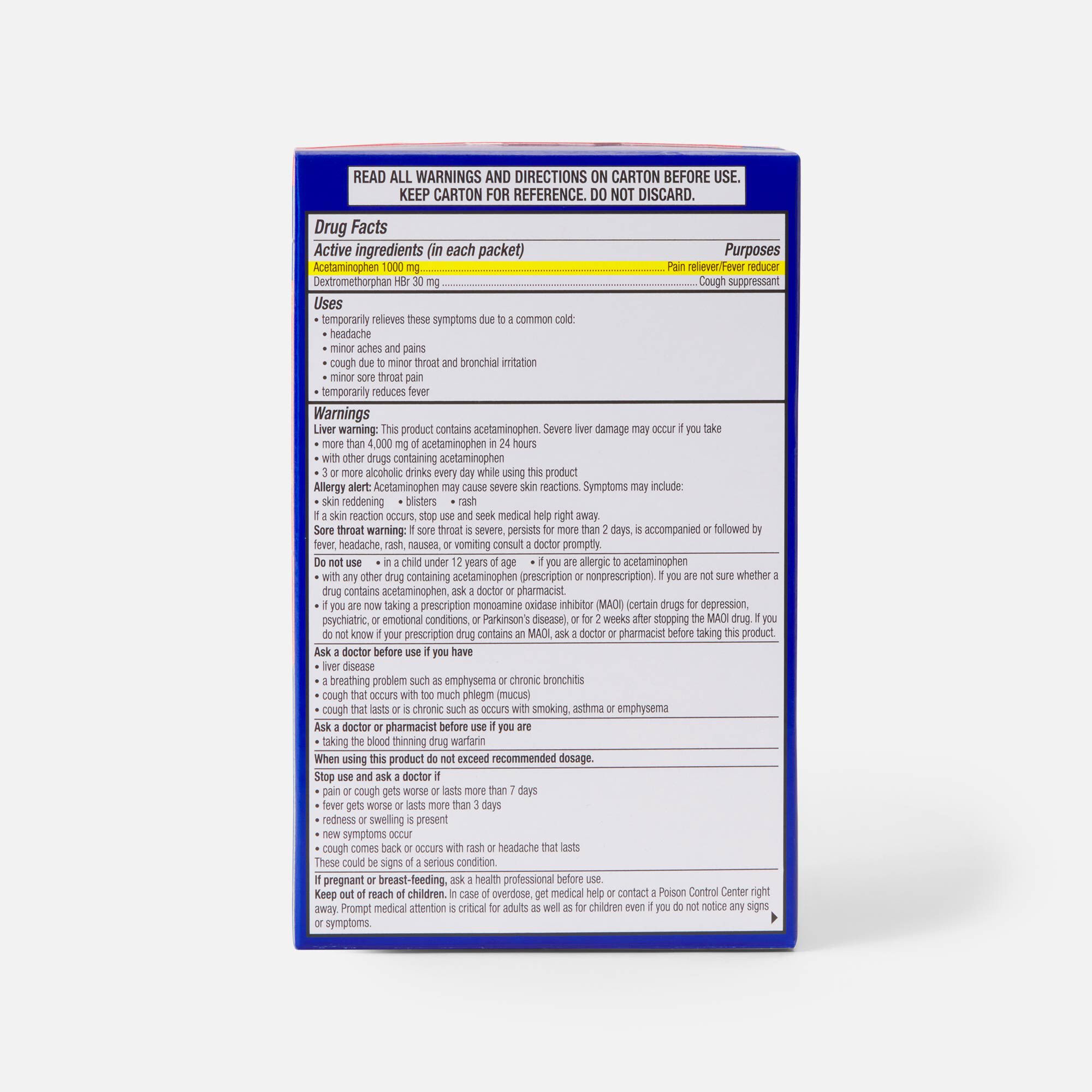 Theraflu Daytime Max Strength Flu Relief Honey Lemon Flavor Hot Liquid Powder, 6 ct., , large