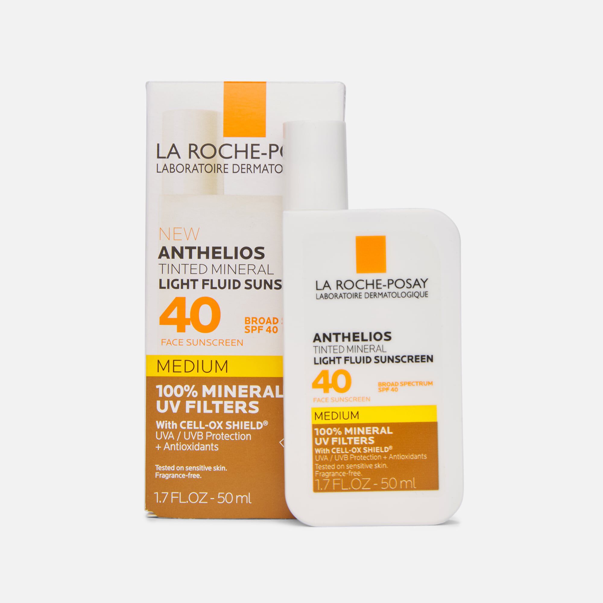 La Roche-Posay Anthelios Mineral Tinted Light Fluid Face Sunscreen, SPF 40, 1.7 fl oz., Medium, large