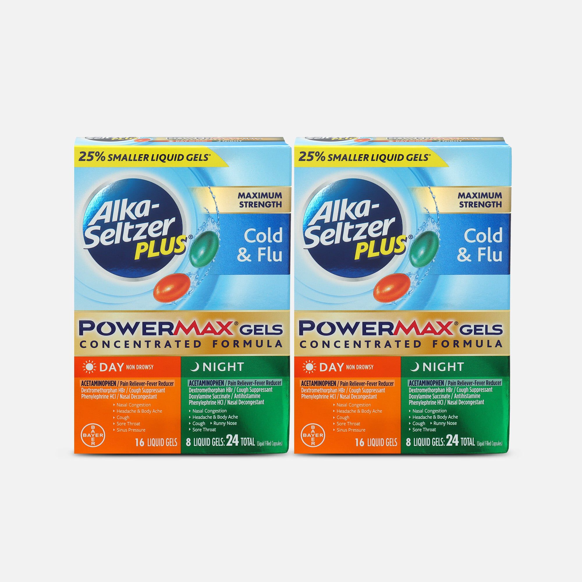Alka-Seltzer Plus PowerMax Gels, Cold & Flu, Day & Night, 36 ct. (2-Pack), , large