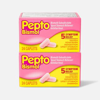 Pepto Caplets, Unflavored, 24 ct. (2-Pack)