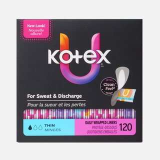 Kotex® Daily Wrapped Liners, Light Absorbency, Thin, 120 ct.