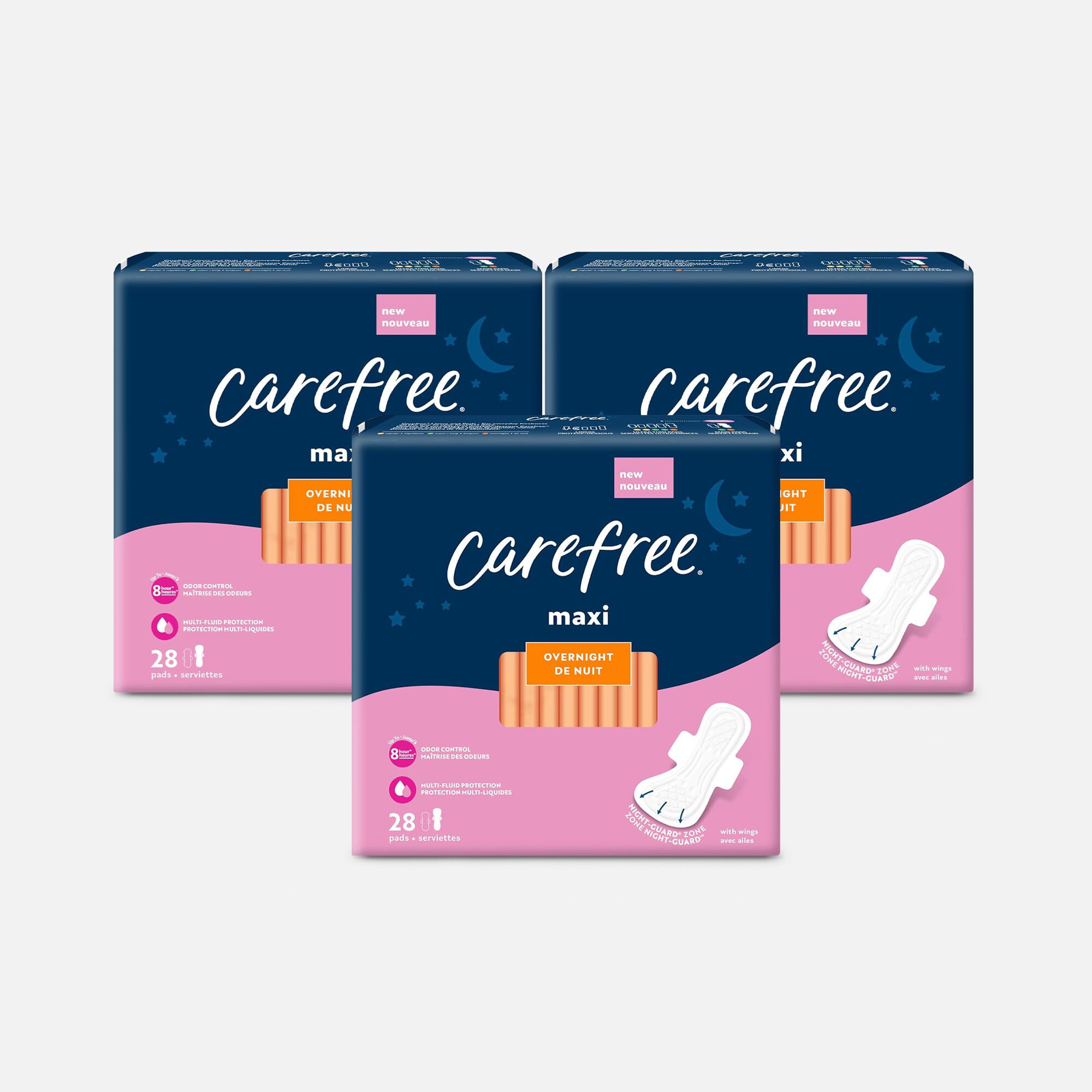 Carefree Maxi Overnight Pads with Wings, 28 ct. (3-Pack), , large
