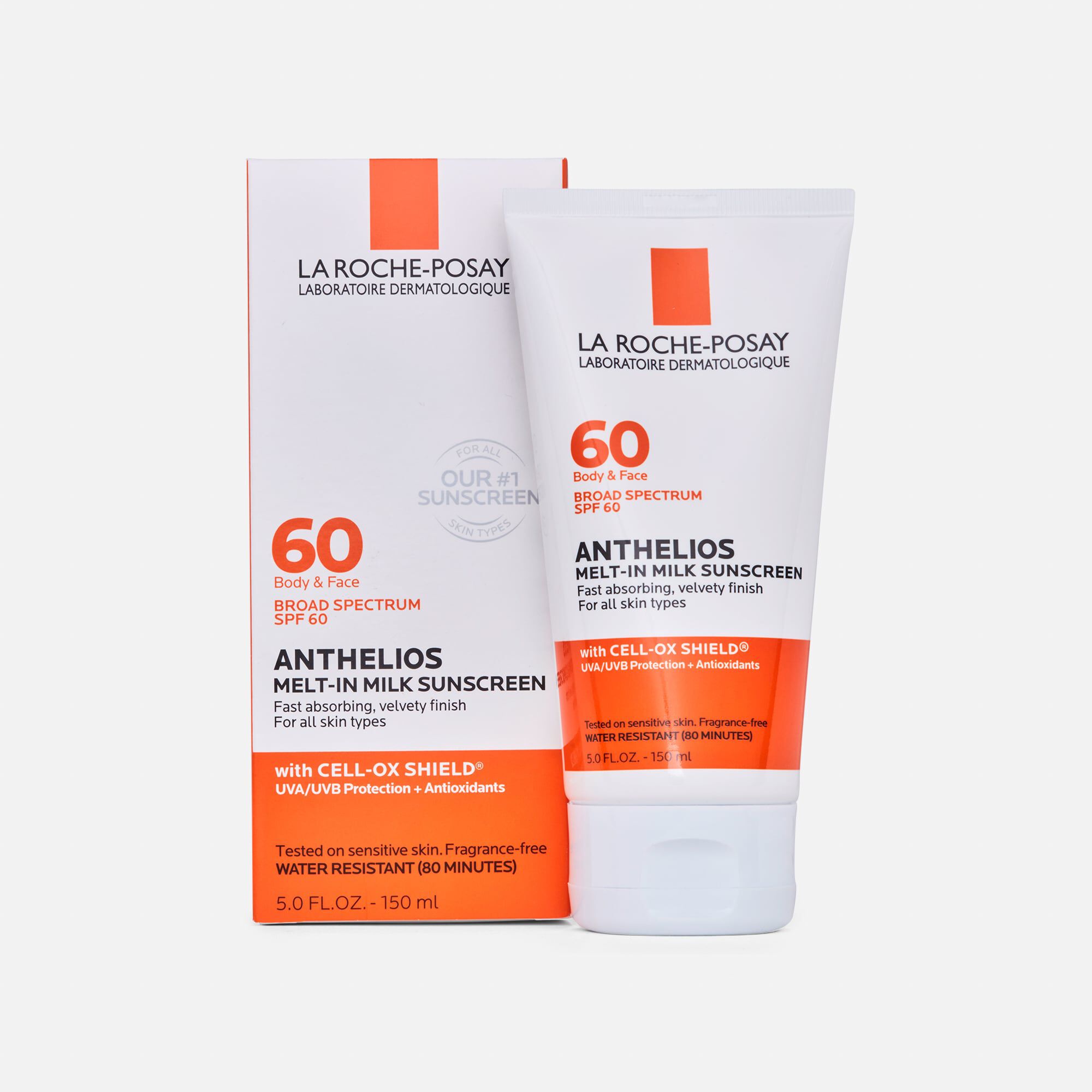 La Roche-Posay Anthelios 60 Body and Face Sunscreen Melt-In Milk Lotion, SPF 60 with Antioxidants, 5 fl oz., , large
