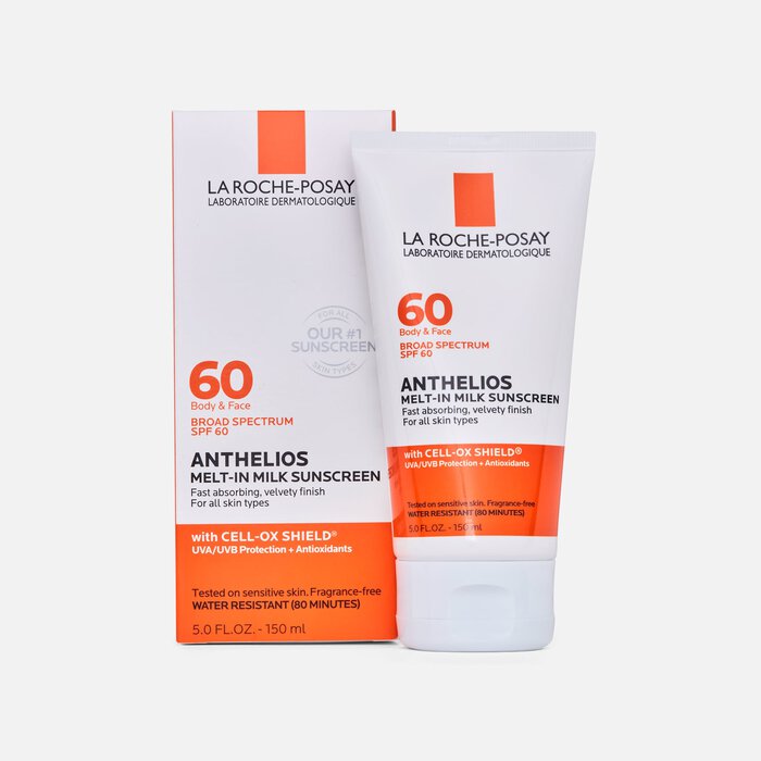 La Roche-Posay Anthelios 60 Body and Face Sunscreen Melt-In Milk Lotion, SPF 60 with Antioxidants, 5 fl oz., , large