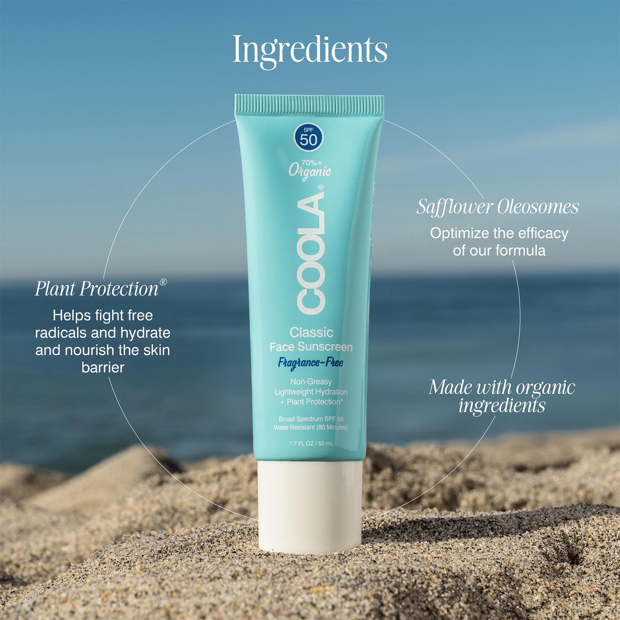 COOLA Classic Face Organic Sunscreen Lotion SPF 50, 1.7 oz., , large