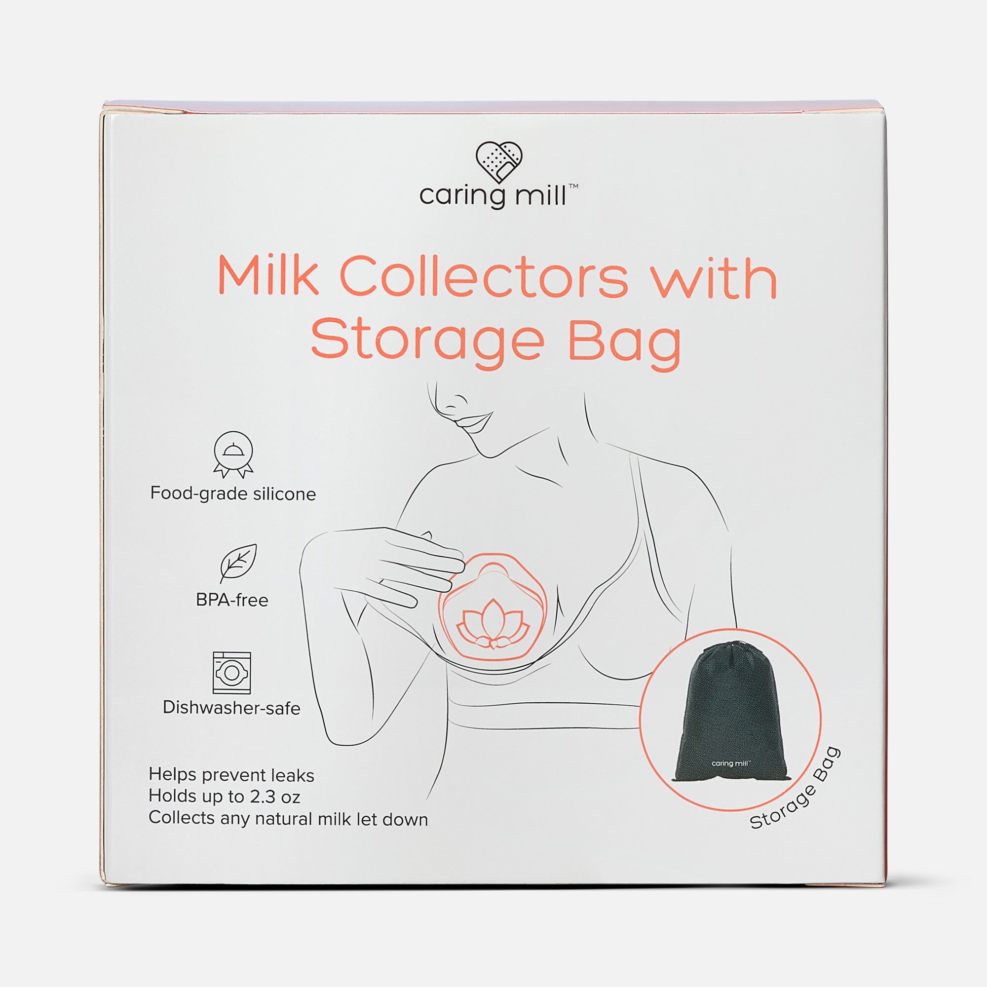 Caring Mill™ Silicone Milk Collectors with Storage Bag, 5 oz (2-Pack), , large