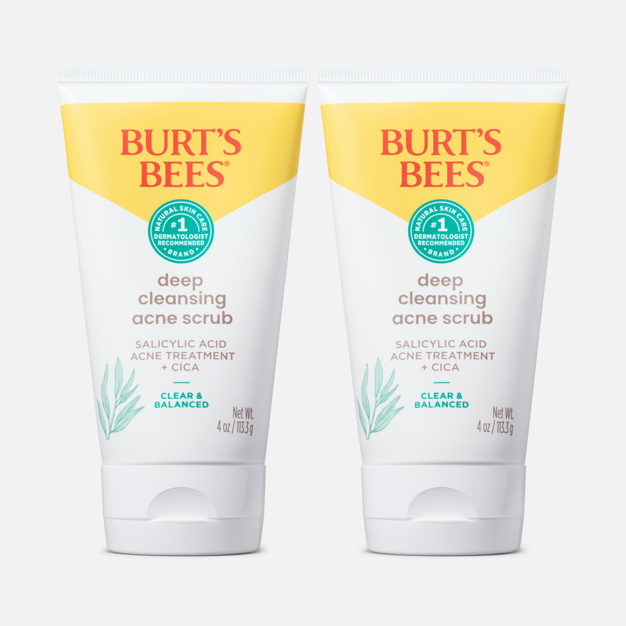 Burt's Bees Clear and Balanced Deep Cleansing Acne Scrub, 4 oz. (2-Pack), , large