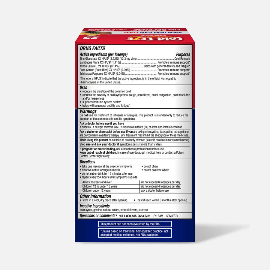 Cold-EEZE Plus Defense Citrus with Elderberry Flavor Lozenge, 25 ct., , large image number 1