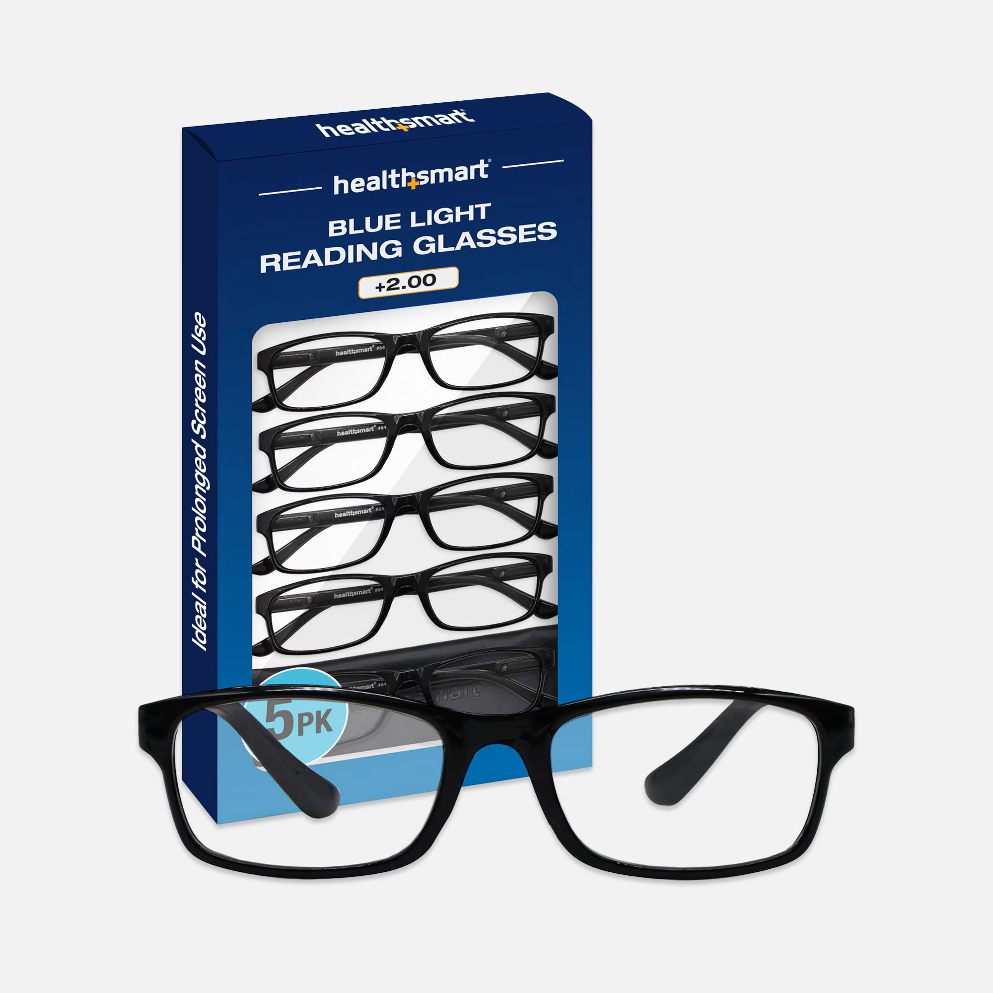 Healthsmart Blue Light Reading Glasses, +2.00, 5 ct., , large