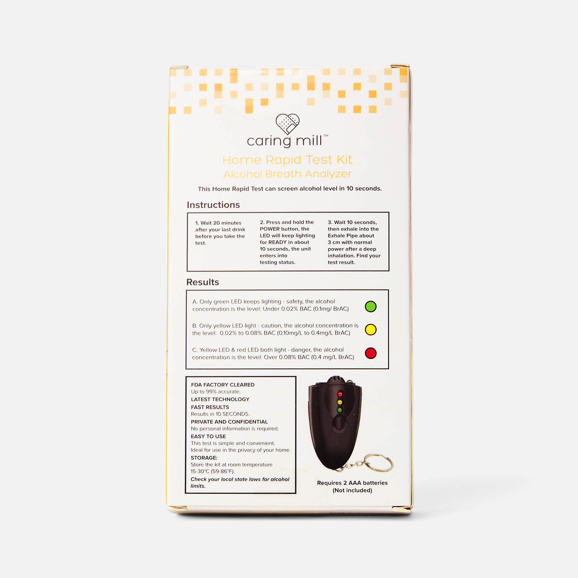 Caring Mill™ Alcohol Breath Analyzer Device, , large