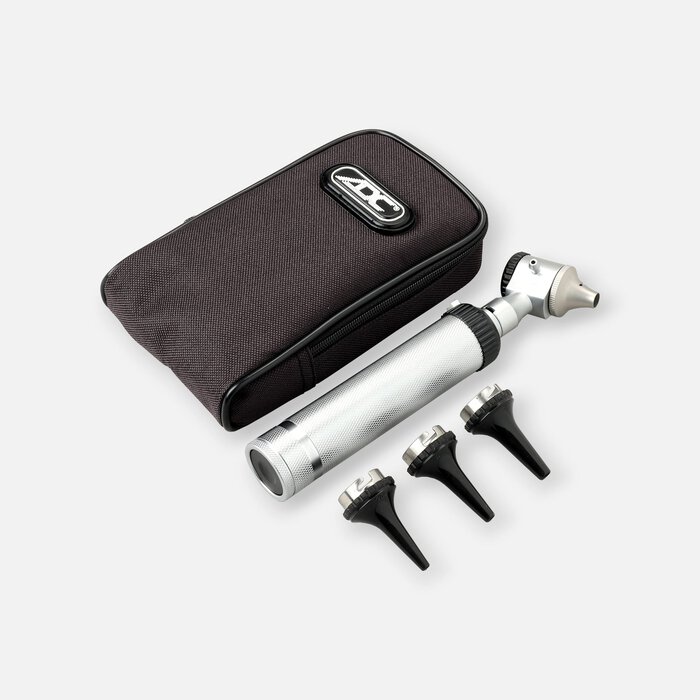 Diagnostic Economy Standard Otoscope, 2.5V German Lamp, 3X Lens, Bayonet Locking Head, Satin Finish Knurled Handle, , large