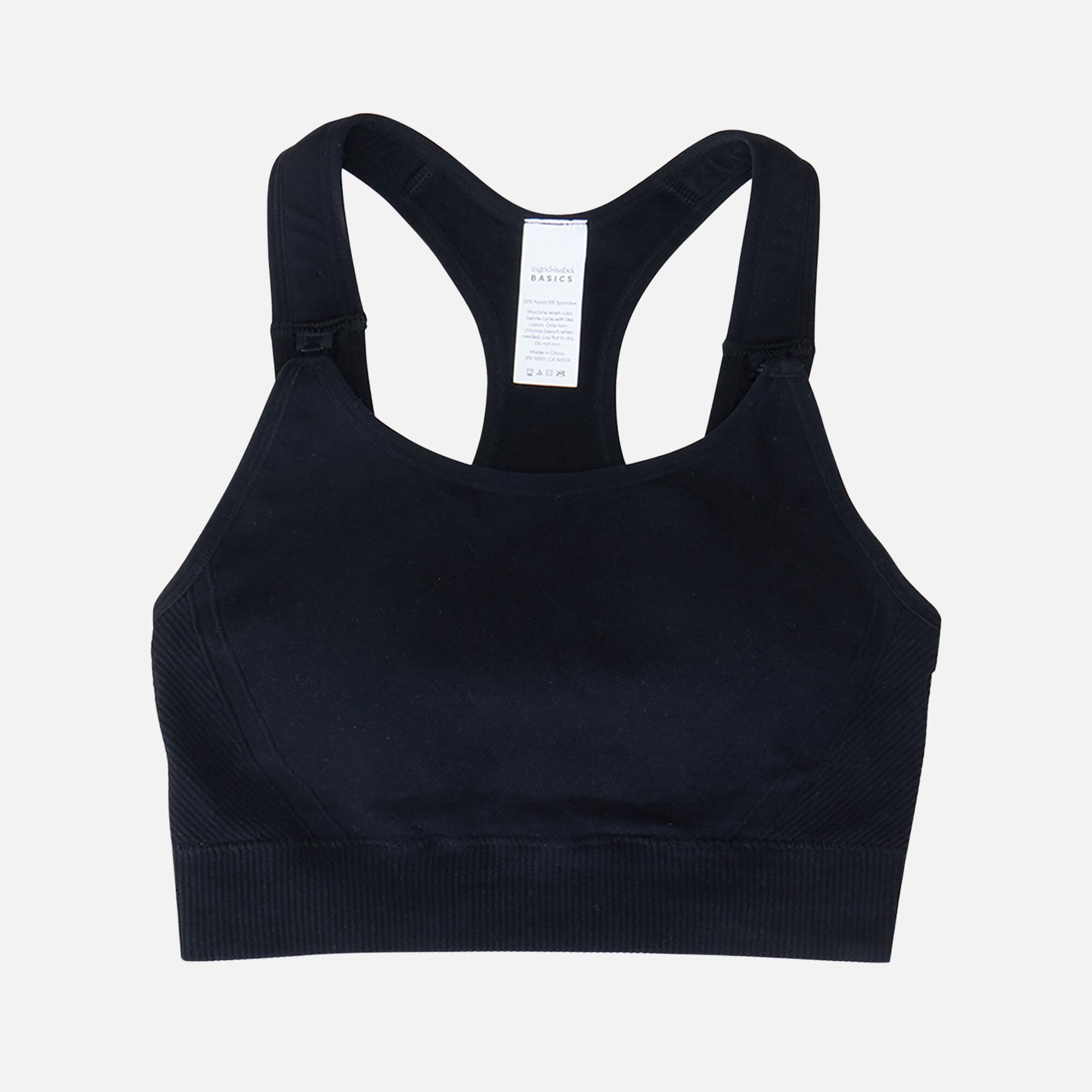 Ingrid + Isabel Basics Seamless Maternity + Nursing Sport Bra, Black, , large