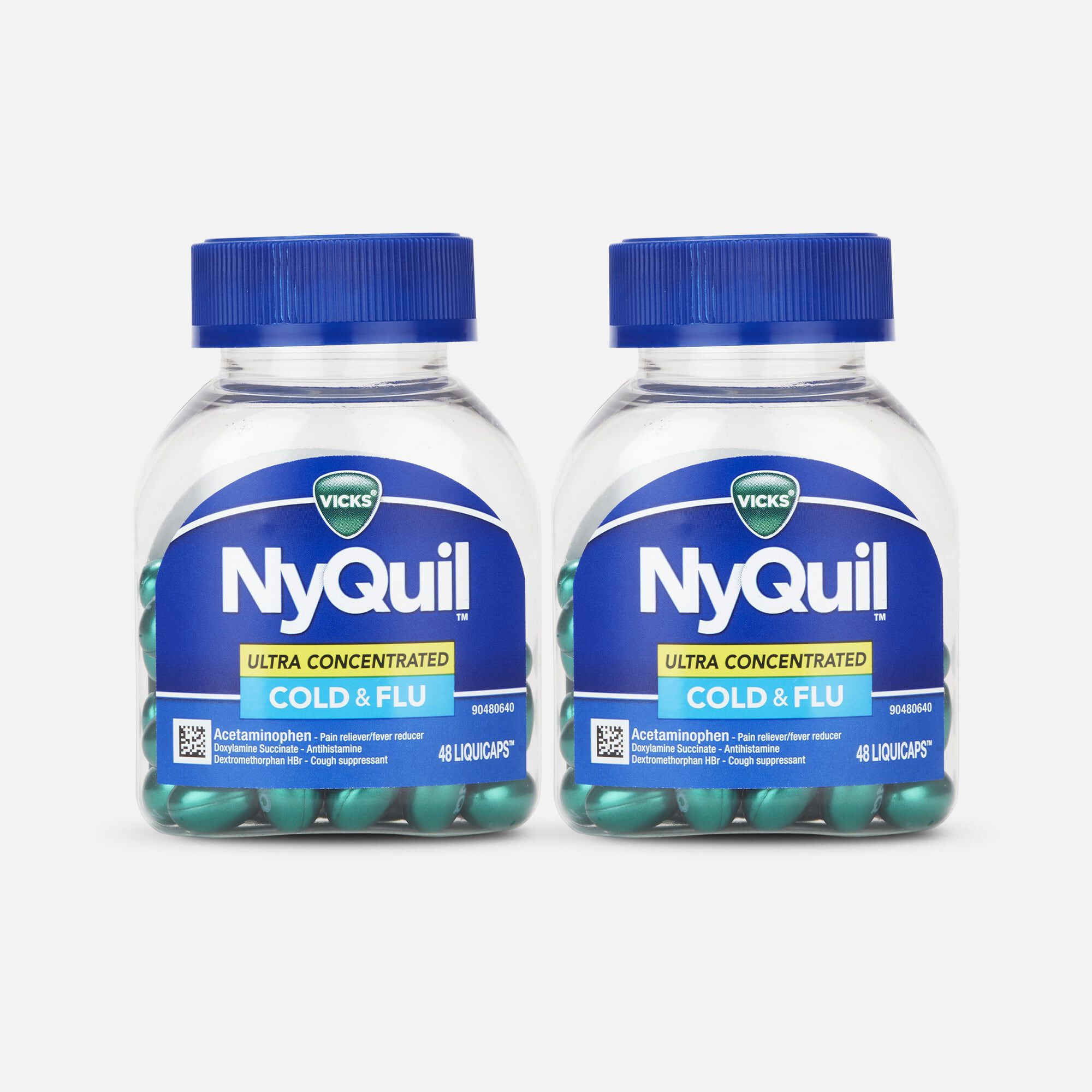 Vicks NyQuil Nighttime Ultra-Concentrated Cold & Flu Medicine Liquicaps, 48 ct. (2-Pack), , large