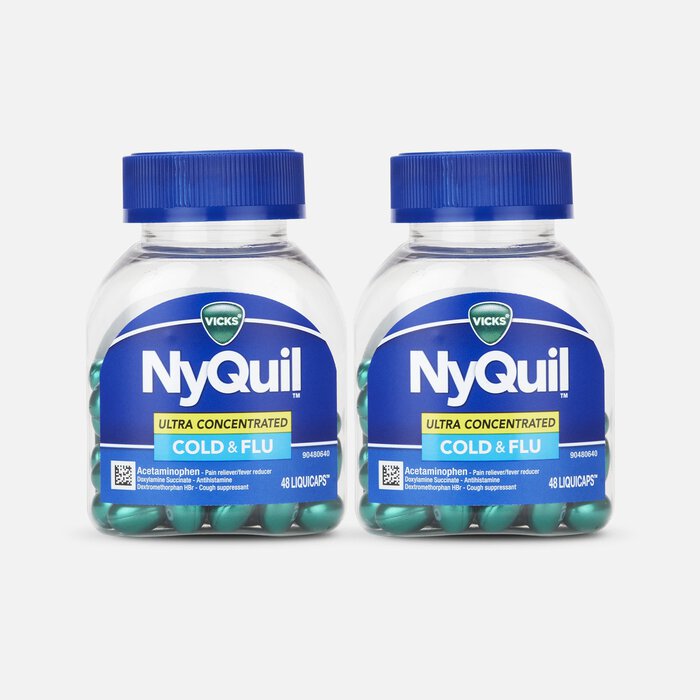 Vicks NyQuil Nighttime Ultra-Concentrated Cold & Flu Medicine Liquicaps, 48 ct. (2-Pack), , large