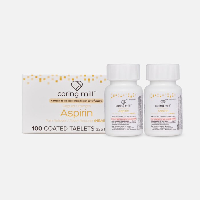 Caring Mill™ Aspirin Pain Reliever/ Fever Reducer (NSAID) Tablets, 100 ct. (2-Pack), , large