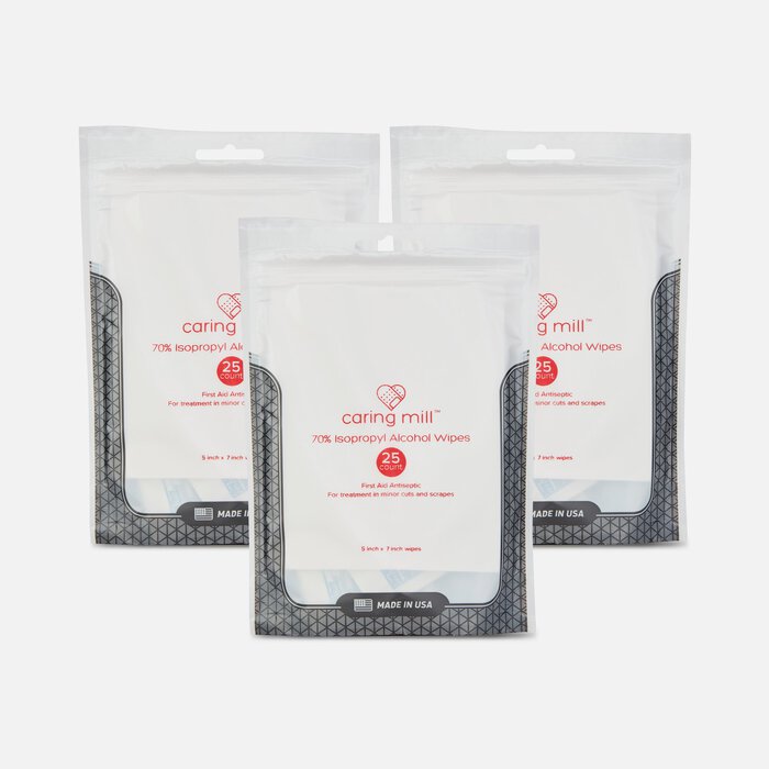 Caring Mill™ Travel Alcohol Wipes, 25 ct. (3-Pack), , large