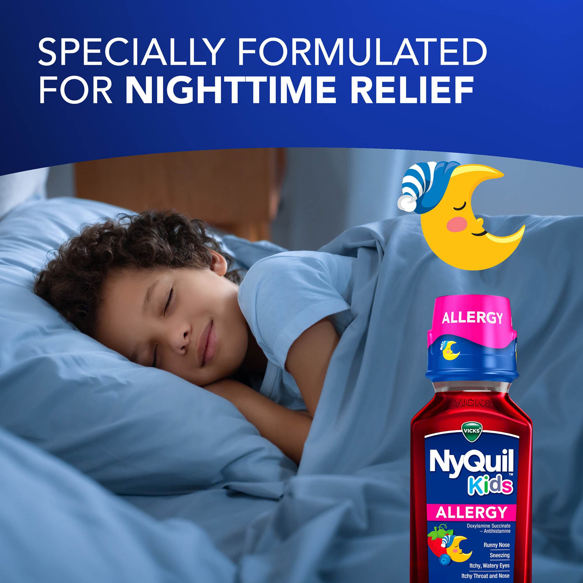 NyQuil Kids Allergy Solution, Berry, 8 fl oz., , large