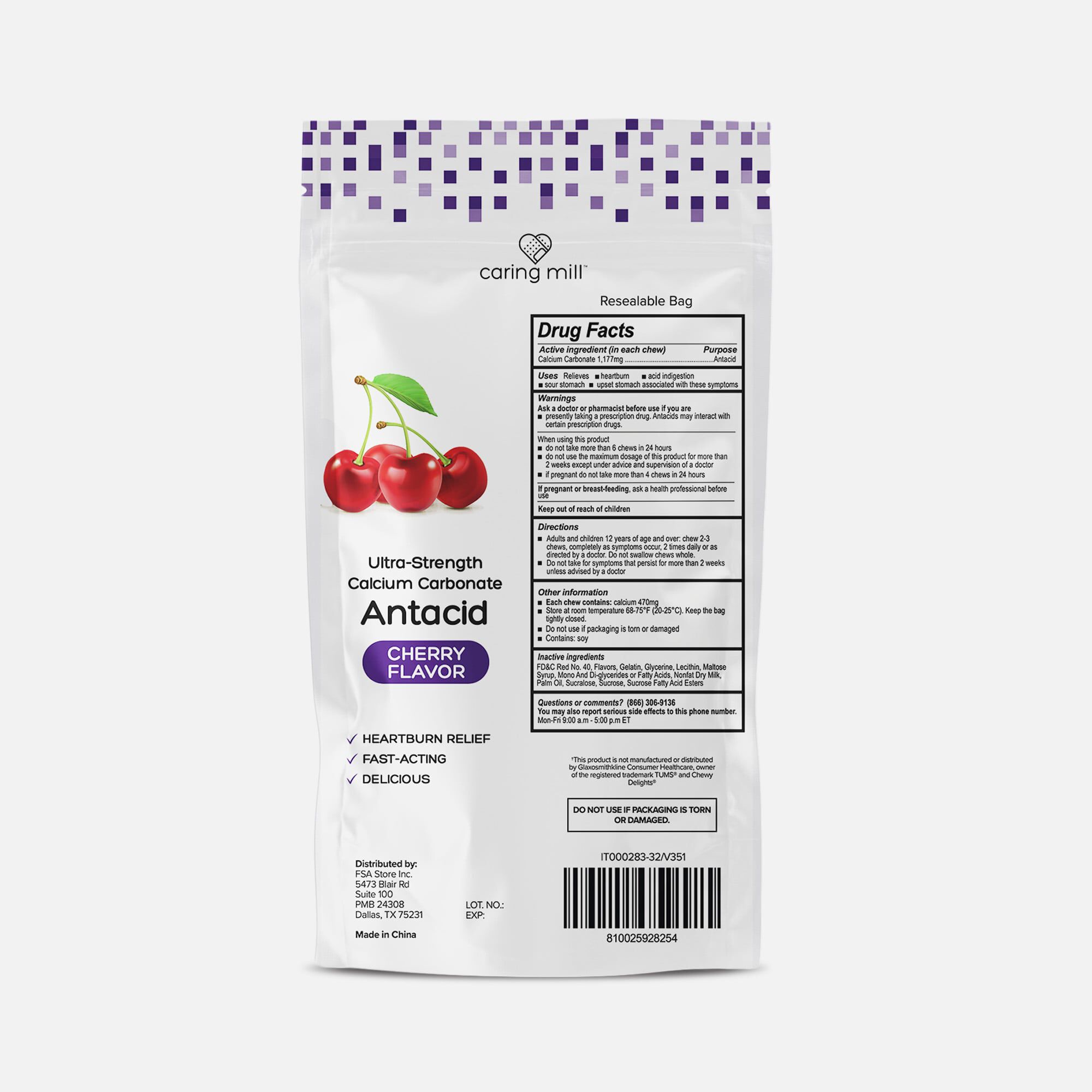 Caring Mill™ Antacid Soft Chews, Cherry, 32 ct., , large