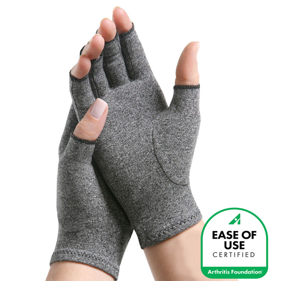 IMAK Compression Arthritis Gloves, Gray, Medium, Gray, large image number 1