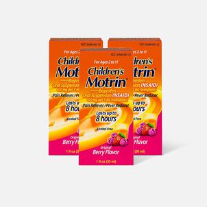 Children's Motrin Oral Suspension, Pain Relief, Ibuprofen, Berry Flavored, 1 oz. (3-Pack)