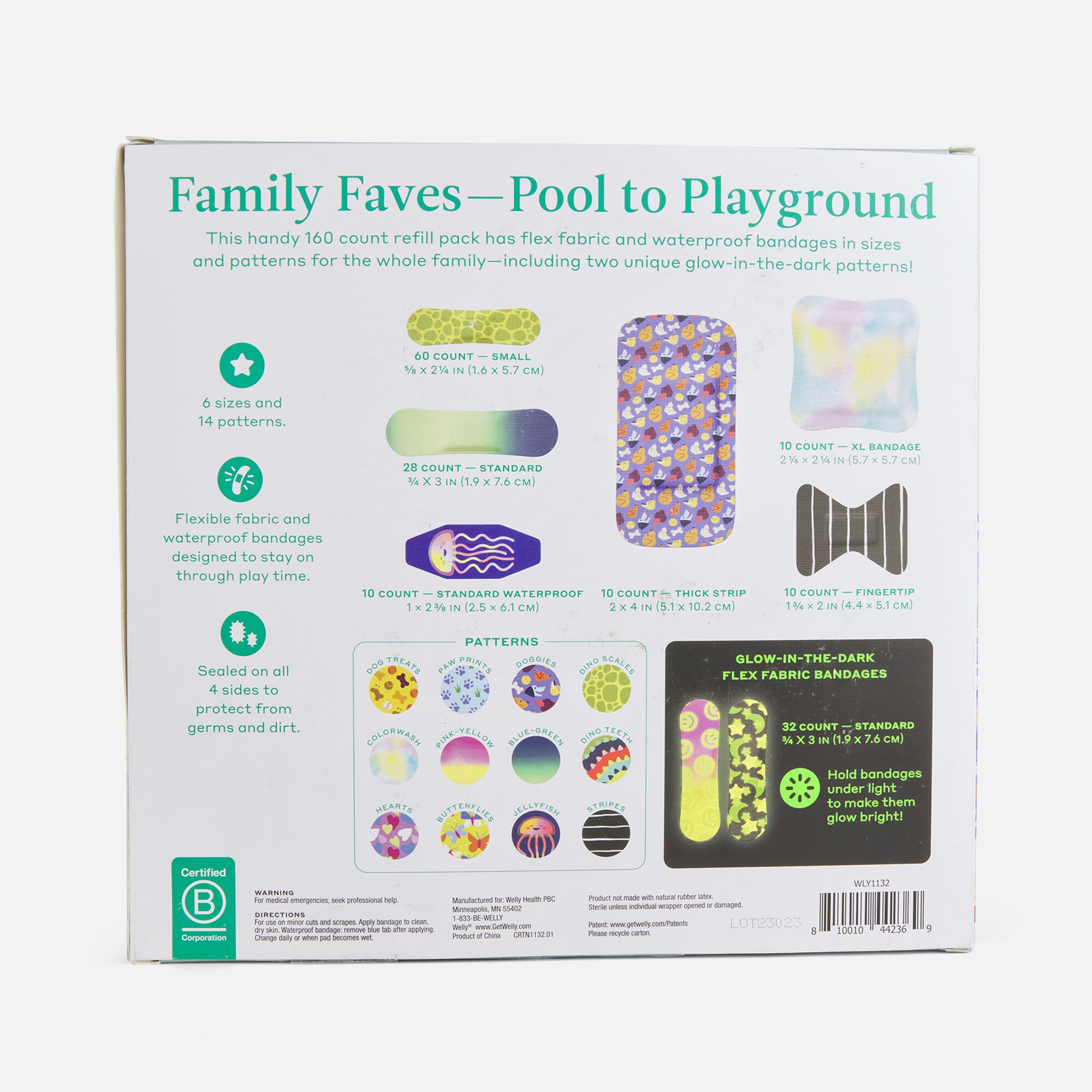 Welly Refill Pack- Flex Fabric & Waterproof Bandages, 160 ct., , large