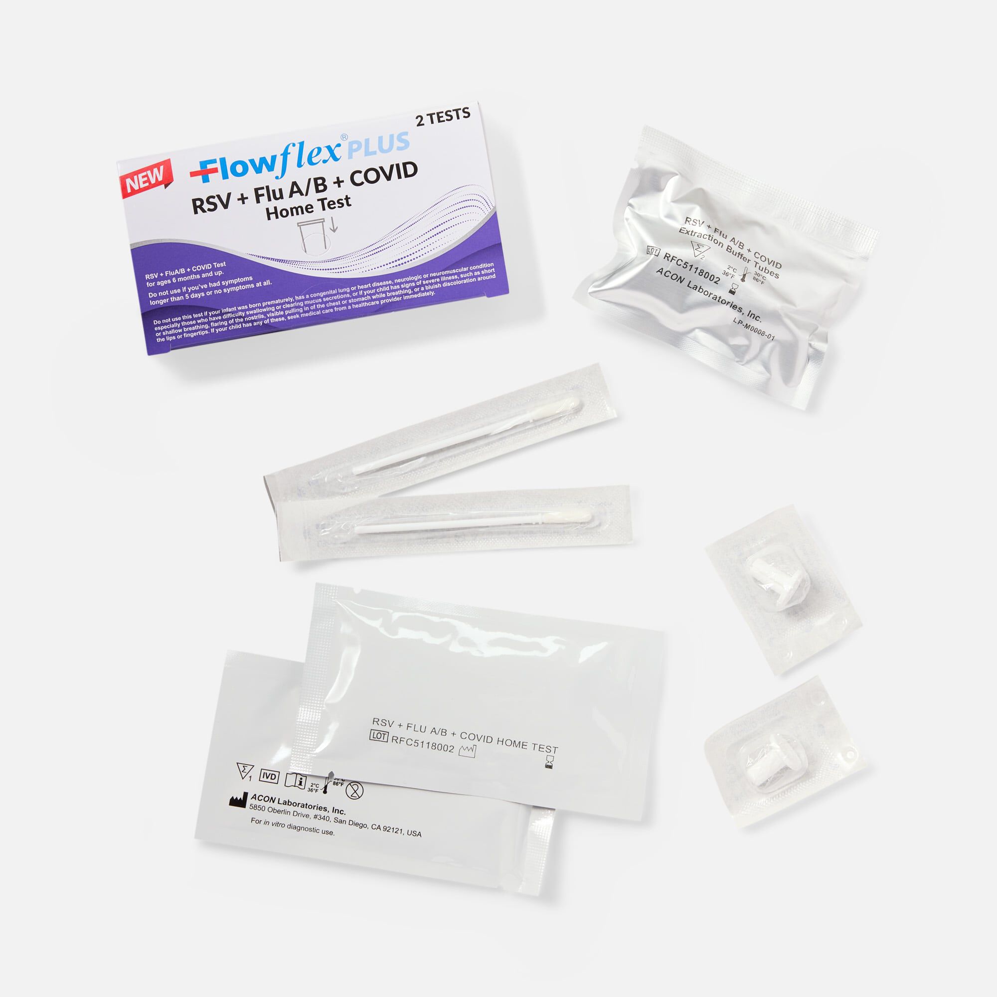 Flowflex Plus RSV + Flu A/B + COVID Home Test, 2 ct., , large