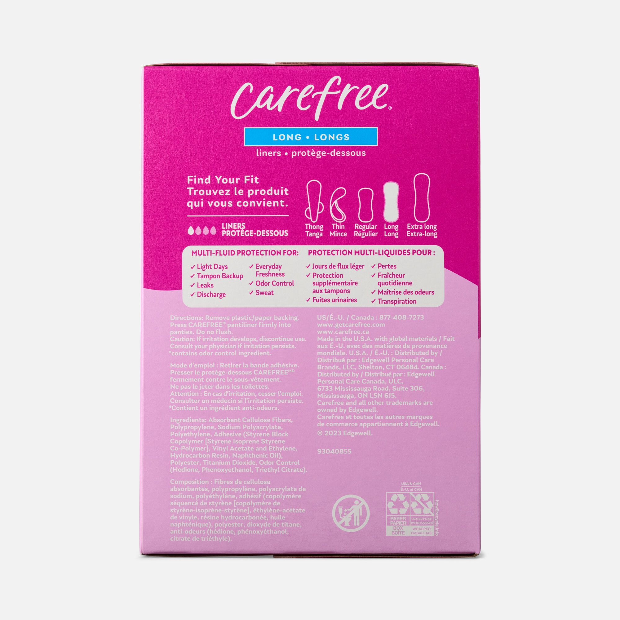 Carefree Acti-Fresh Long Pantiliners, Unscented, , large
