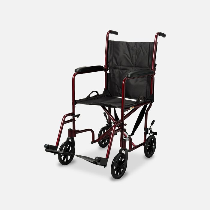 Drive Lightweight Transport Chair, 19", Red, , large