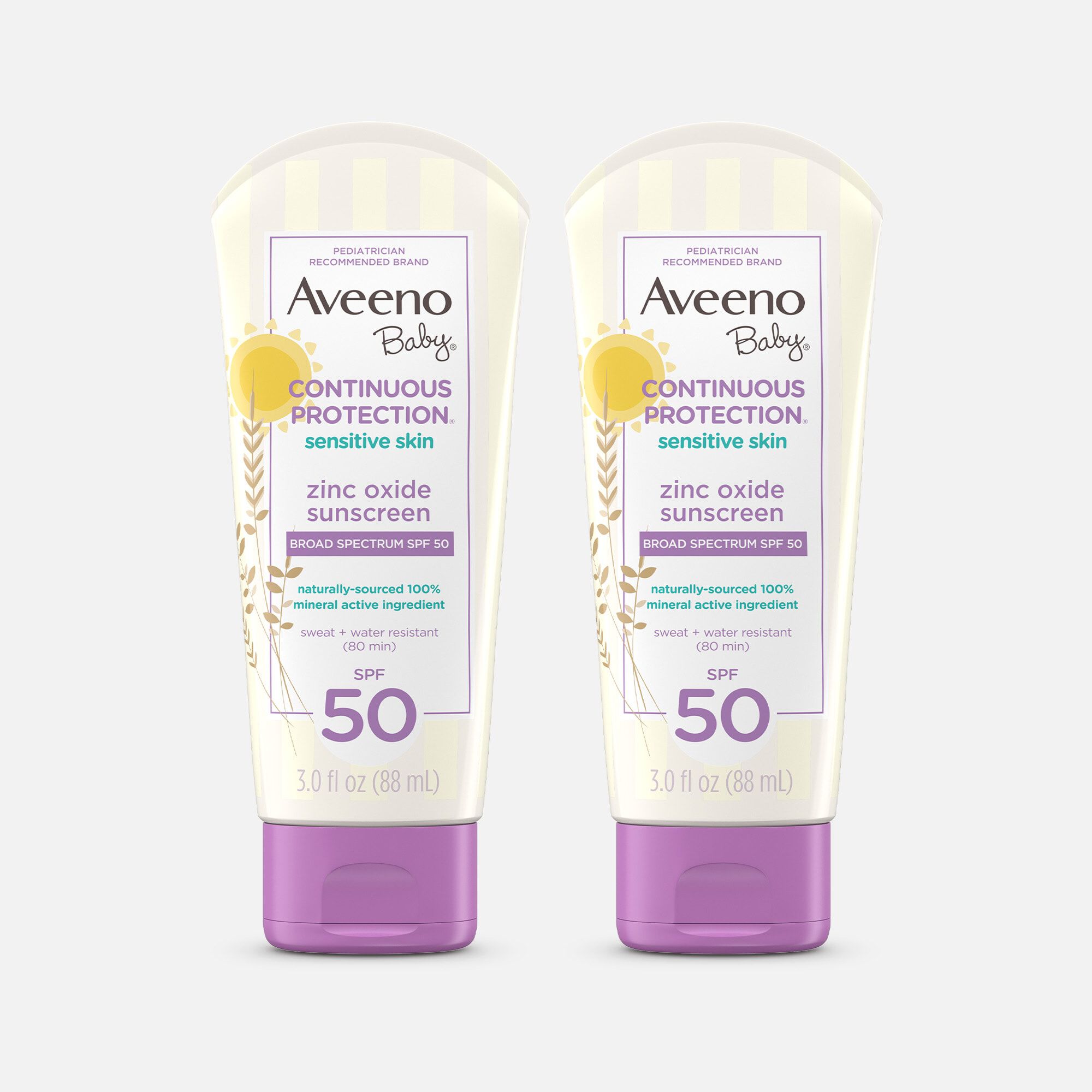 Aveeno Baby Continuous Protection Lotion, SPF 50, 3 oz. (2-Pack), , large